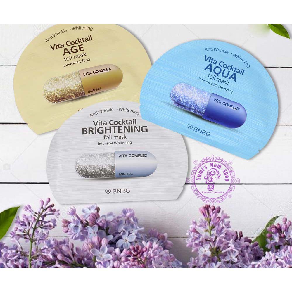 Mặt Nạ ⚜️FREESHIP⚜️Mặt Nạ Dưỡng Da thiếc BNBG VITA COCKTAIL FOIL MASK Mẫu Mới [Mat Na]