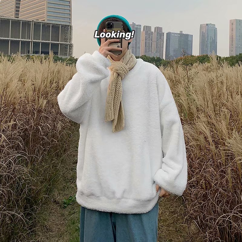 Áo sweater cổ tròn màu trơn phong cách Hàn Quốc thời trang mùa thu cho nam size M-2XL