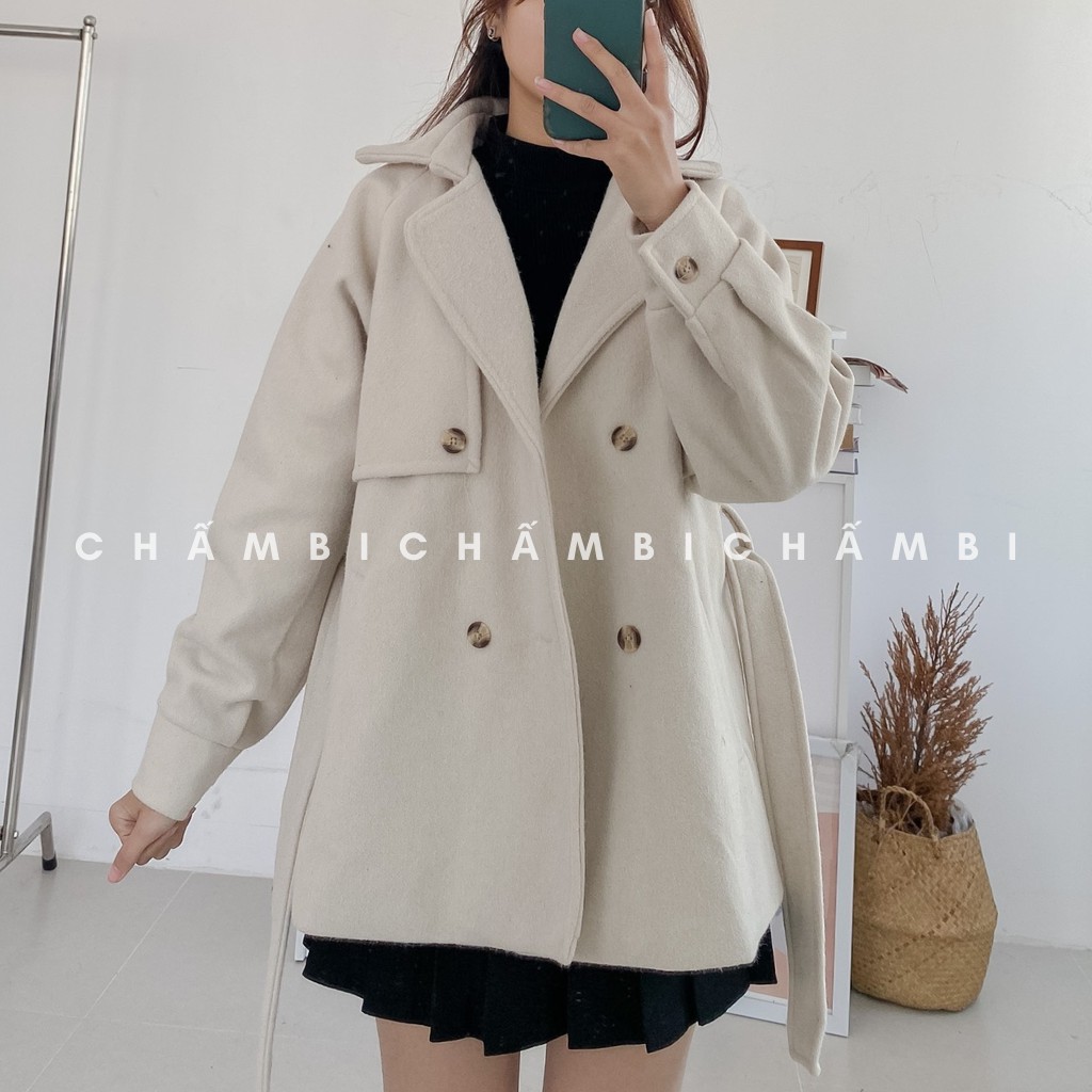 Áo Khoác Dạ Nữ Tay Bo Cổ Vest Kèm Đai Lưng Cực Xịn - A.121