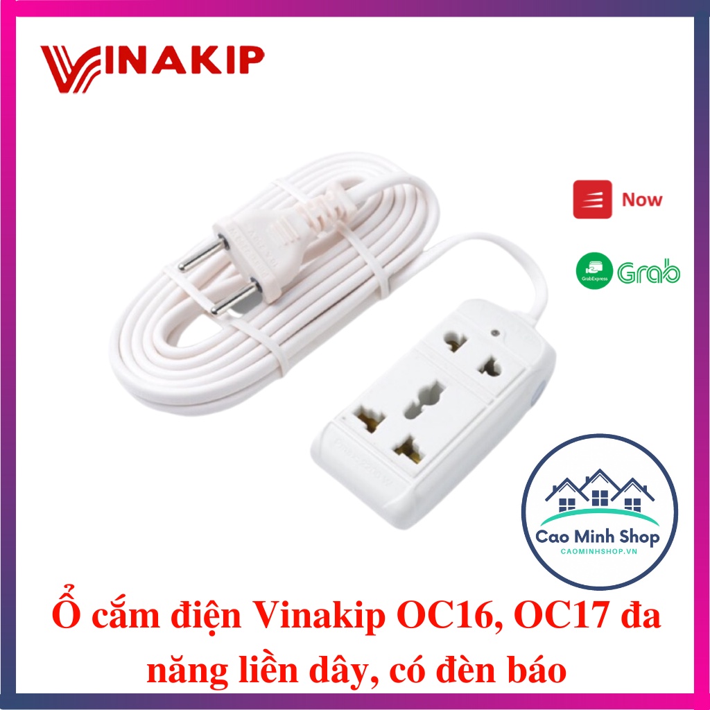 Ổ cắm điện Vinakip S11 liền dây du lịch đa năng 2 lỗ 2 chạc và 3 chạc 2200W 10A 250V - Cao Minh Shop