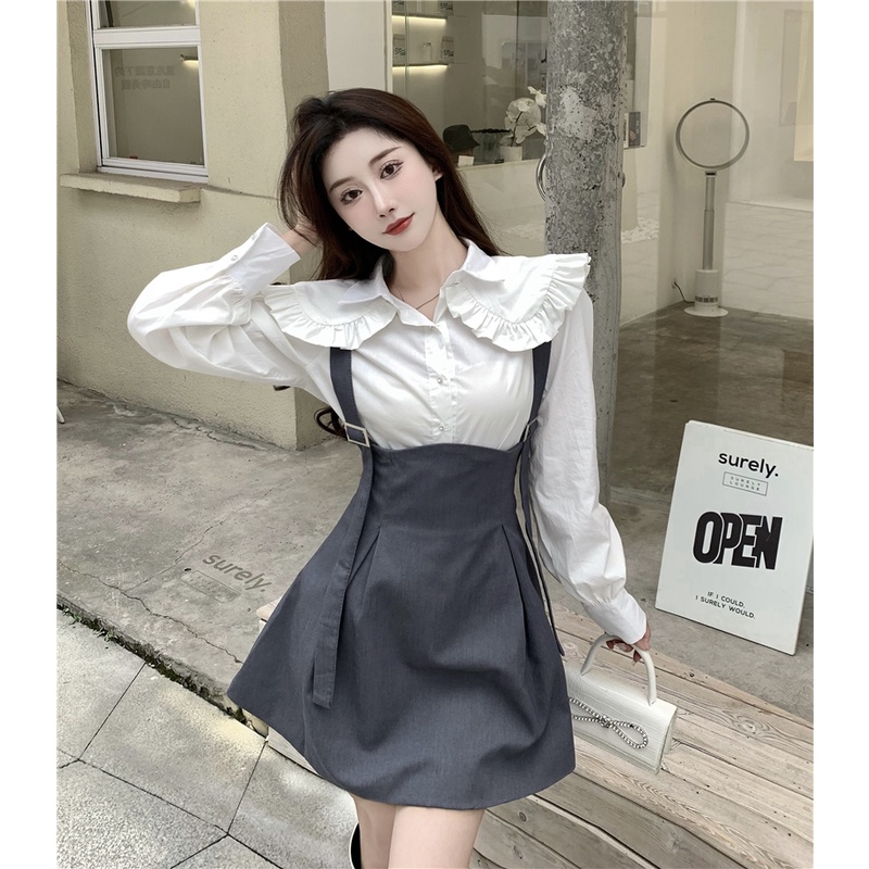Set Áo Sơ Mi Trắng Dài Tay + Chân Váy Thời Trang Dành Cho Nữ