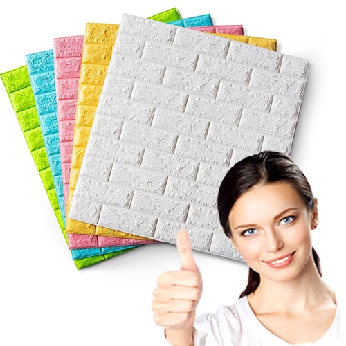 Miếng dán tường giả 35x30cm chống thấ nước có keo dính chắc dùng trang