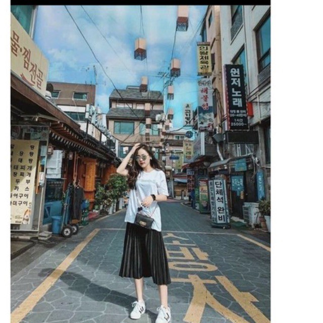 Chân váy xếp ly dáng dài siêu HOT 2 màu dễ phối đồ hàng l1 chất đẹp khỏi bàn