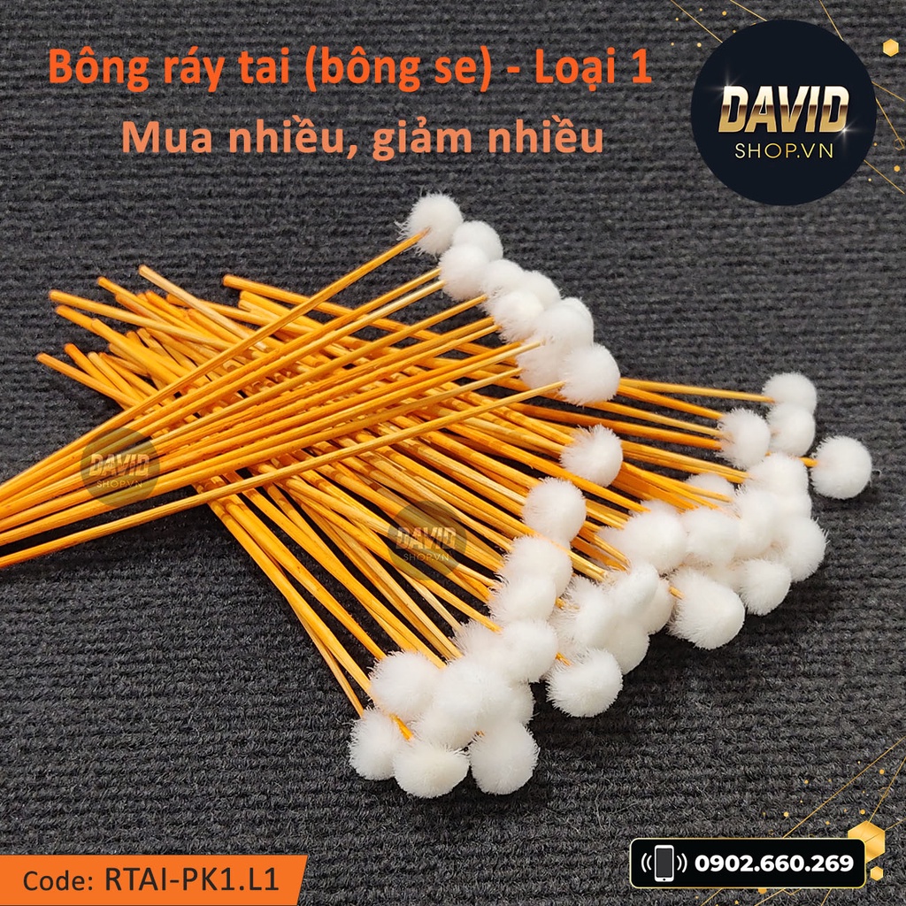 Bông ngoáy tai lông se bộ 5 cây, 20 cây dụng cụ lấy ráy tai loại 1, loại 2, loại 3