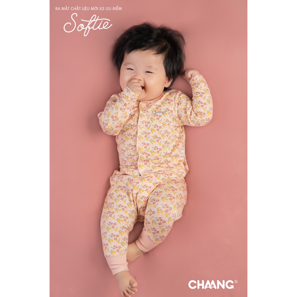 Chaang body dài tay cúc giữa cho bé sơ sinh chất cotton dành cho bé từ 0 tháng đến 6 tháng AW2022D11