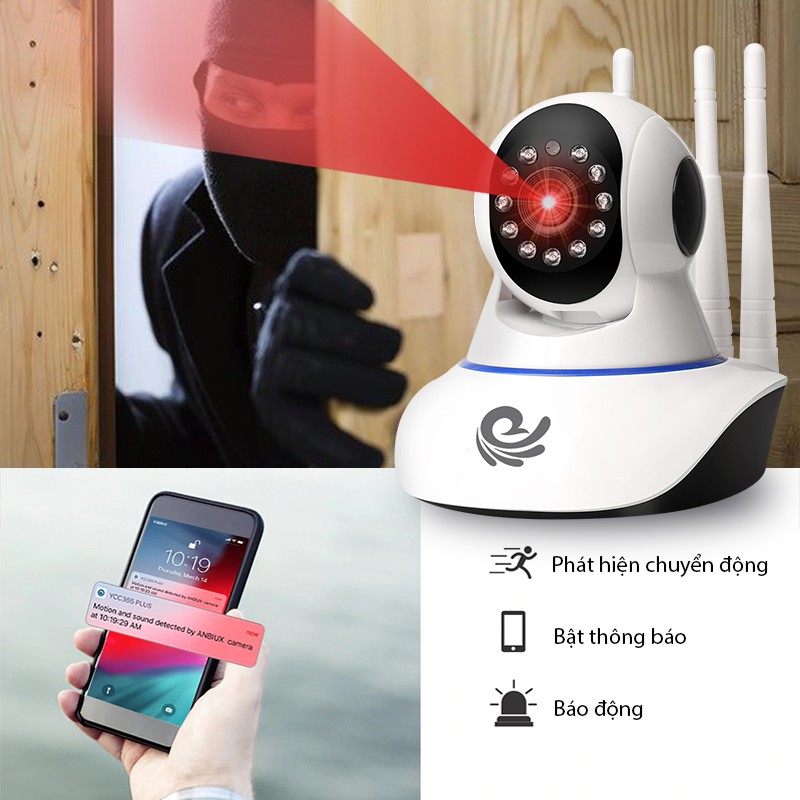 Camera Quan Sát Trong Nhà, Camera Wifi IP CARECAMXFL2+3 - 3 Râu, Có Hồng Ngoại Ban Đêm, Xem Trên PC 9 Camera, Cài Đặt