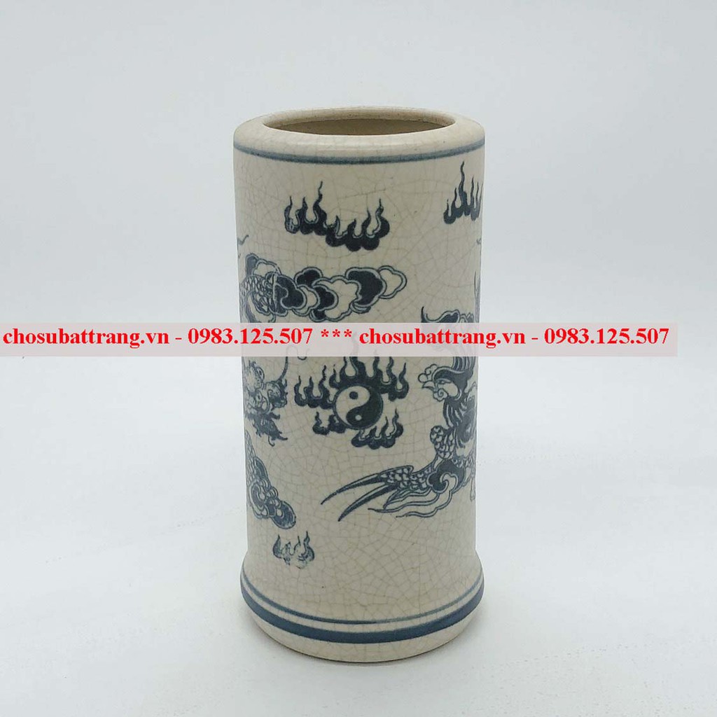 - Ống hương men rạn trơn họa tiết long phụng