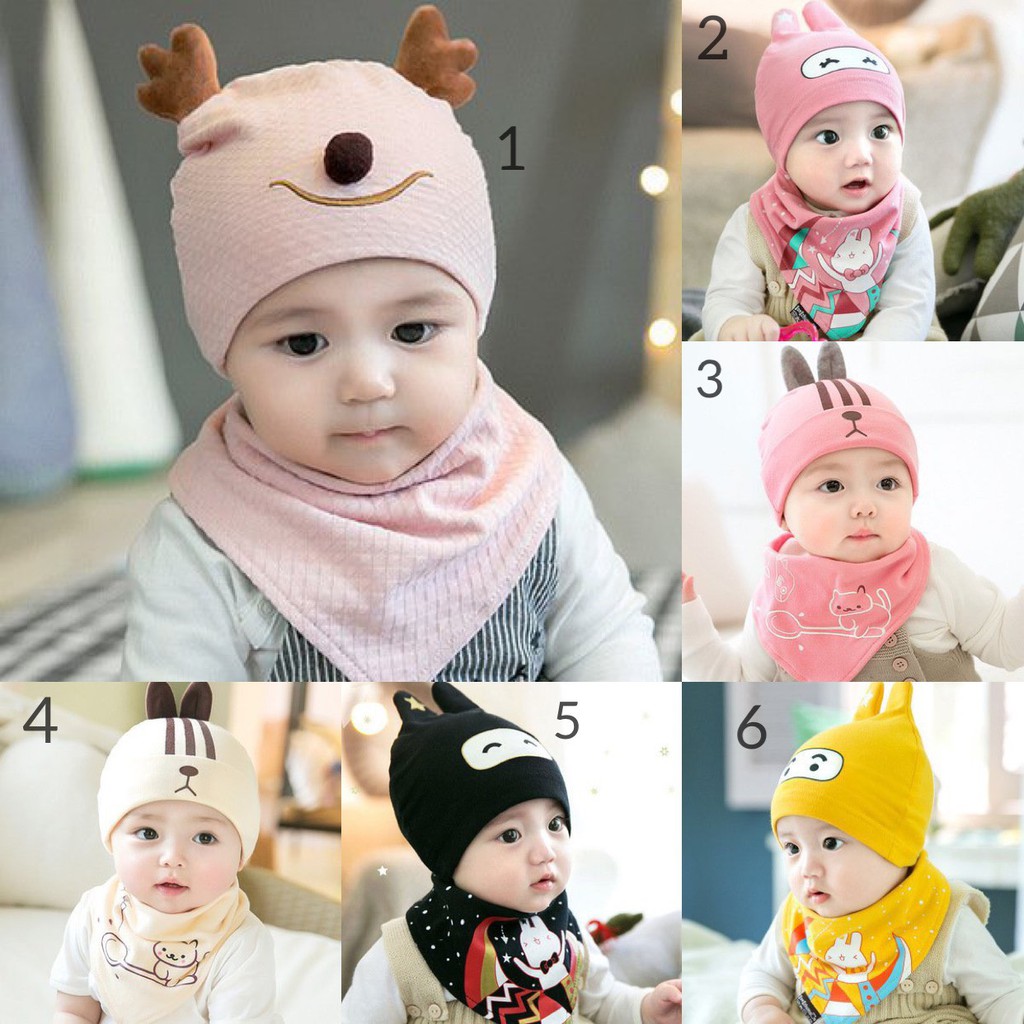 Sét nón kèm khăn tam giác kute cho bé yêu