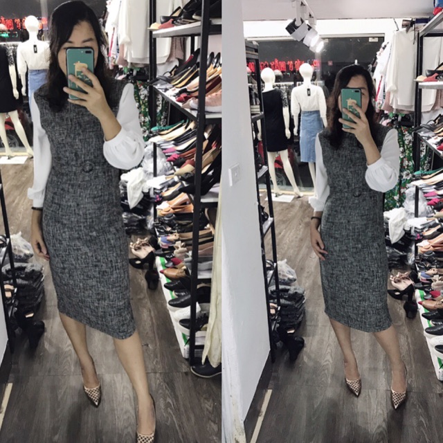 Váy dạ phối tay trang