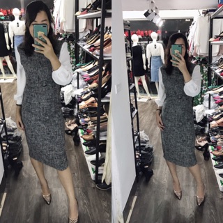 Váy dạ phối tay trang