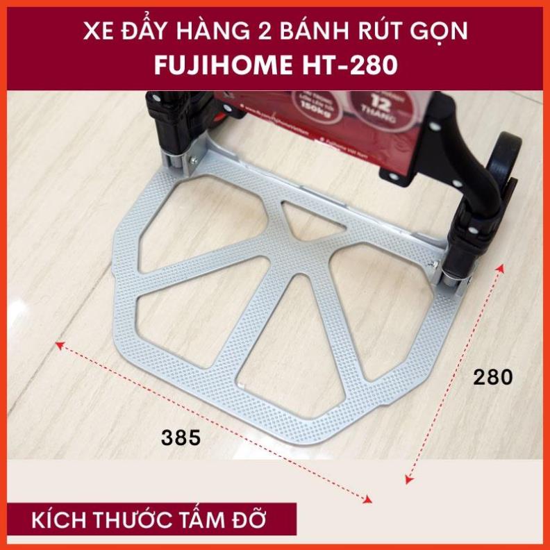 Xe đẩy hàng gấp gọn 2 bánh chở hàng FUJIHOME HT-280 80kg Nhật Bản, xe kéo hàng gấp gọn nhẹ siêu thị đa năng mini