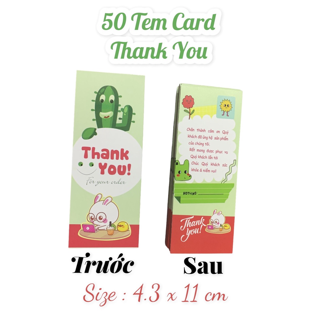 Tem Card cảm ơn khách hàng in 2 mặt - compo 50 tờ