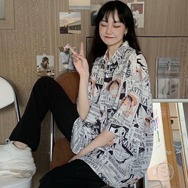 Áo sơmi Tay Lỡ Unisex Luffy One Piece Form rộng  Nam nữ unisex/FREESHIP 99K ❤️