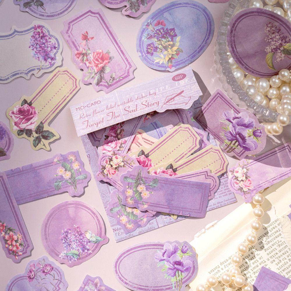 LAKAMIER Bộ 60 Sticker Dán Trang Trí Sổ Tay DIY Hình Khu Vườn