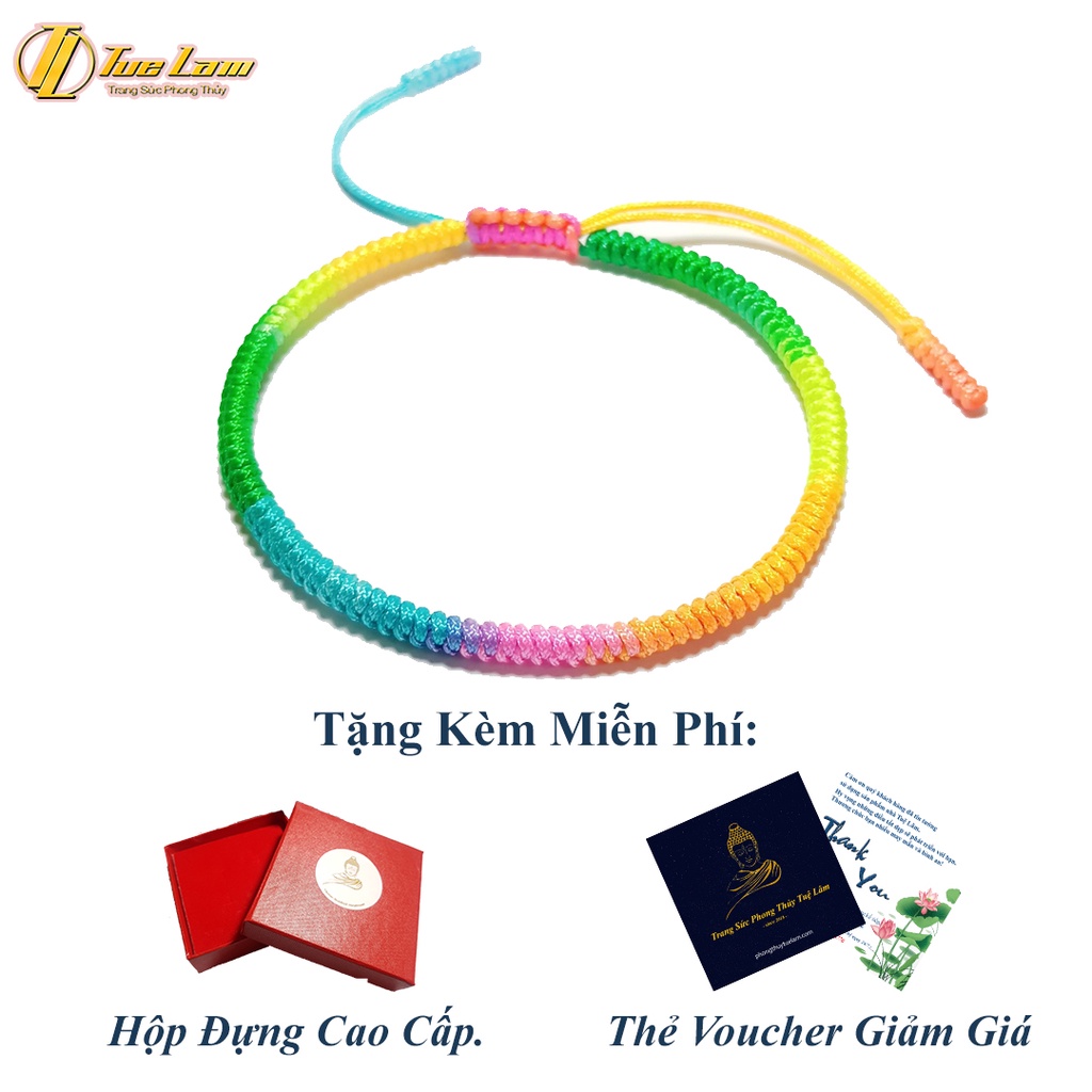 Vòng Tay Hanmde Nữ Dây Chỉ Bảy Sắc Cầu Vồng Bện Kiểu Tibets - Tuệ Lâm