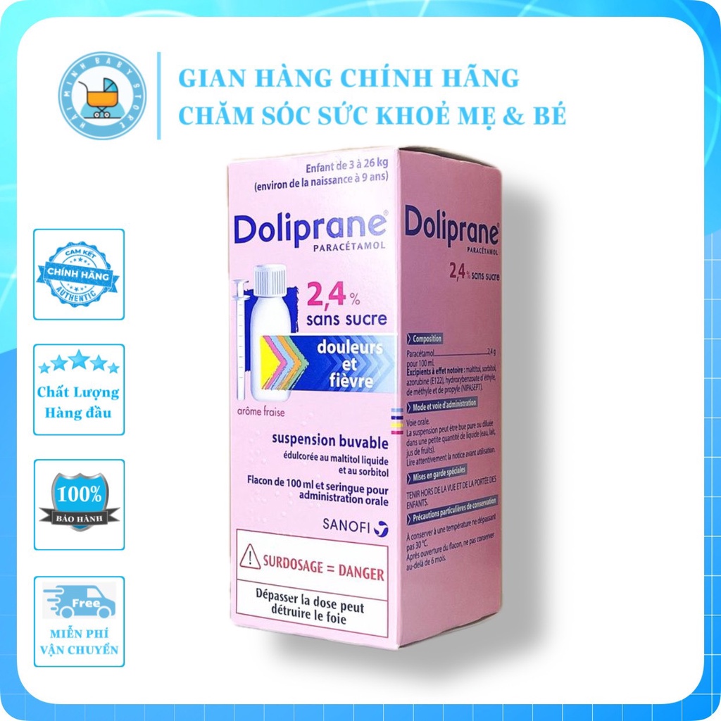 Siro hạ sốt Doliprane Pháp 100ml