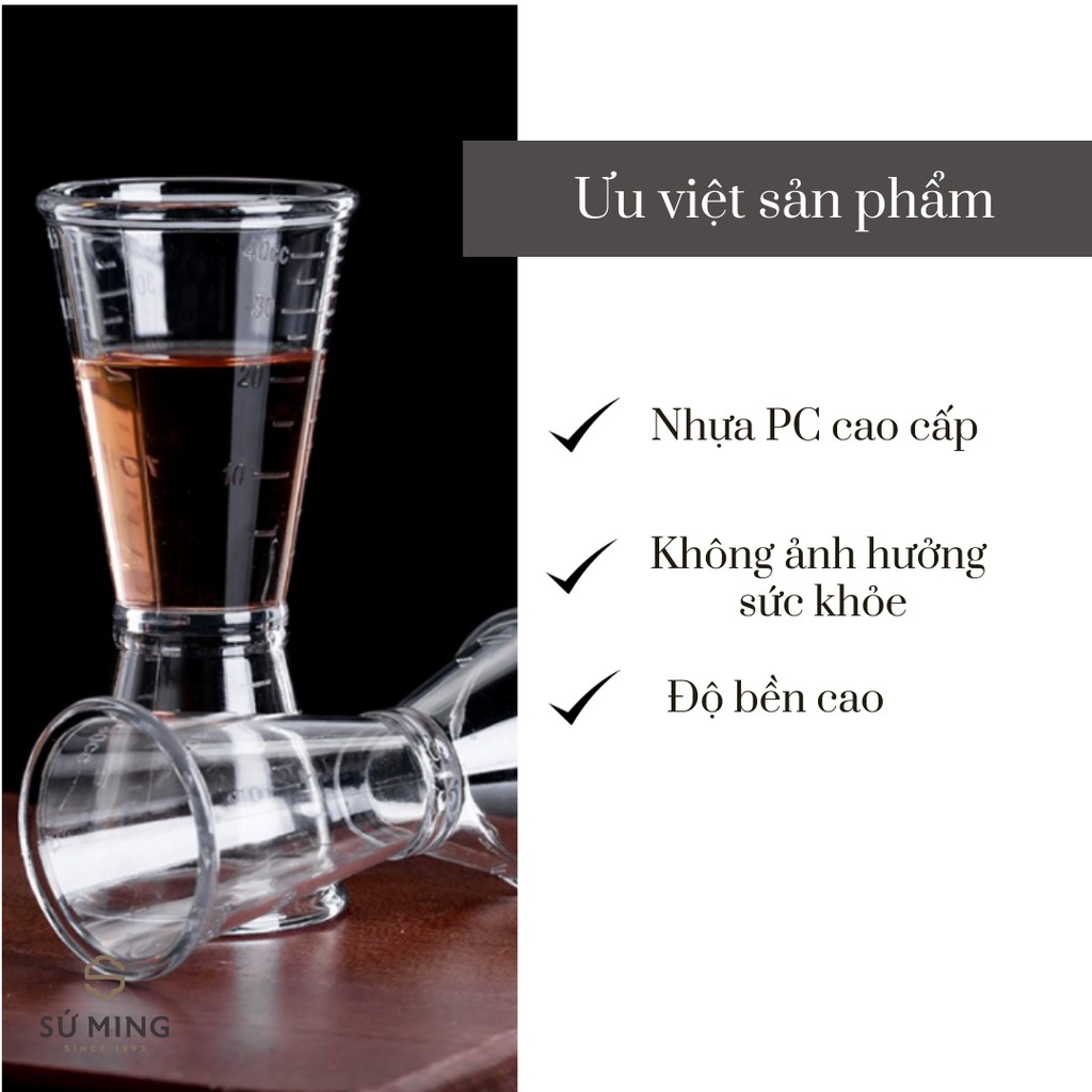 Ly Đong Định Lượng, Jigger Dụng Cụ Pha Chế [NHỰA PC], 2 cỡ lựa chọn, an toàn VSTP, giao hàng nhanh chóng