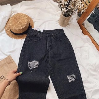 🌀Quần Baggy Jeans Nữ Rách 2Ô