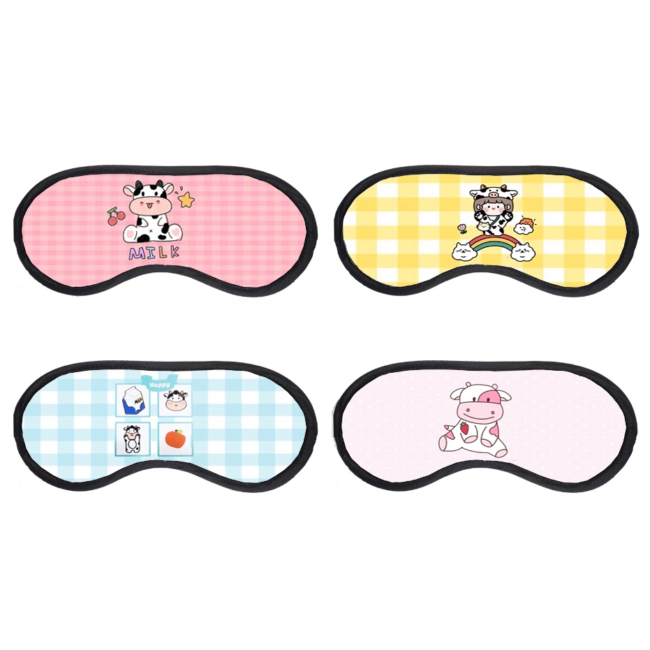 Bịt mắt ngủ bò sữa BMN5 cute dễ thương hoạt hình kèm túi gel
