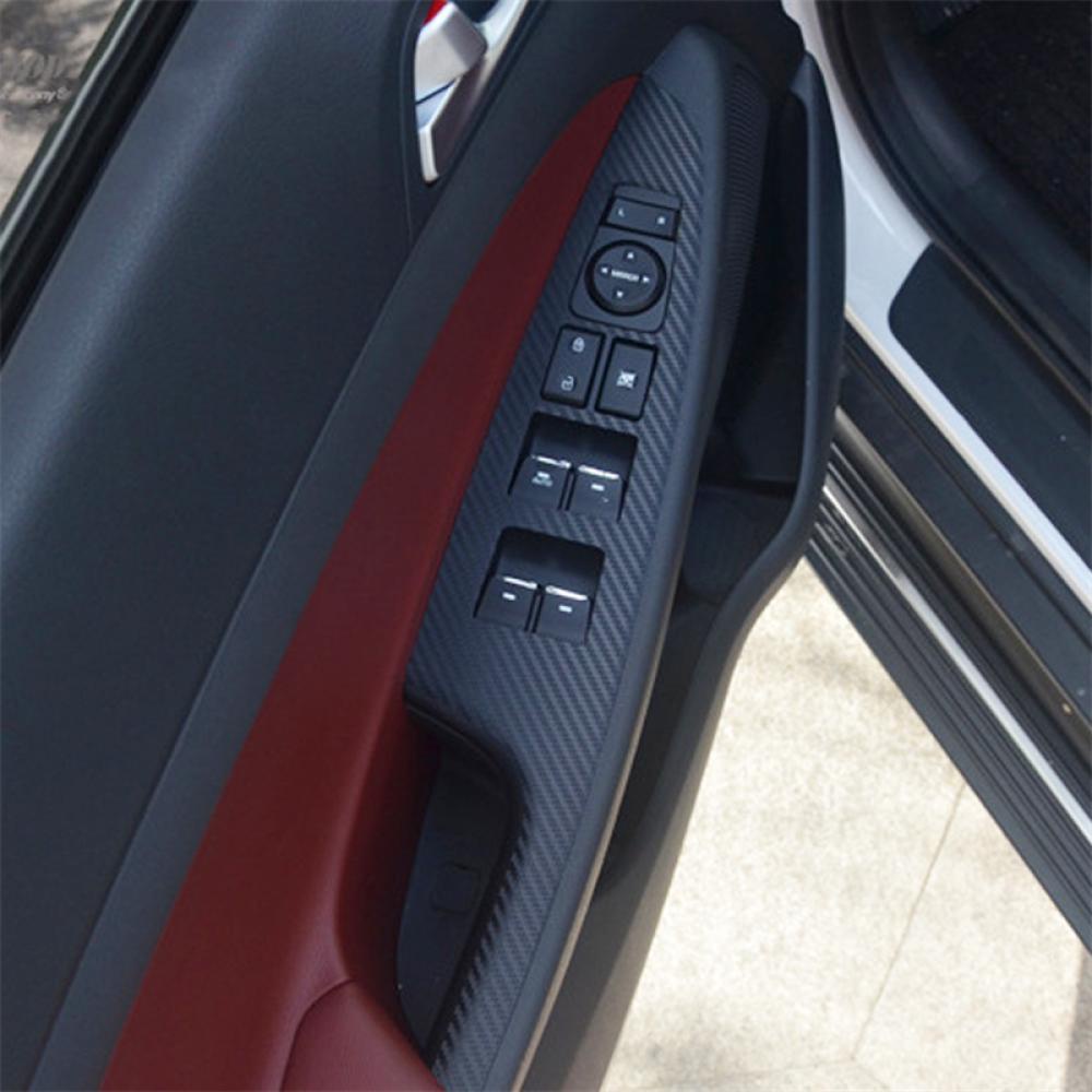 Set 4 Miếng Dán Sợi Carbon Trang Trí Bảng Điều Khiển Nâng Cửa Sổ Xe Hơi Cho Hyundai Tucson 2015-2018 S3Y9