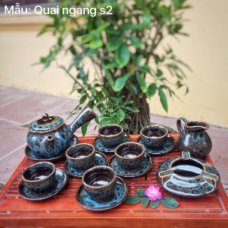 ẤM CHÉN TRÀ ( quai ngang S2 ) MEN HỎA BIẾN gốm sứ BÁT TRÀNG CHÍNH HIỆU