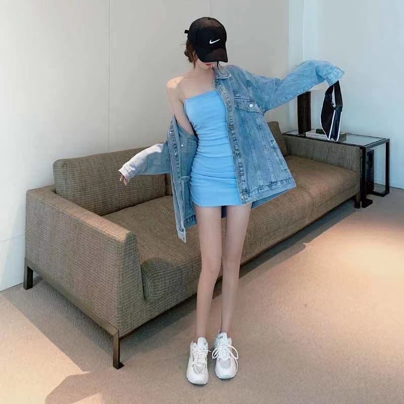 Áo Khoác Denim Dáng Rộng Kiểu Retro Hàn Quốc Thời Trang Mùa Đông Cho Nữ