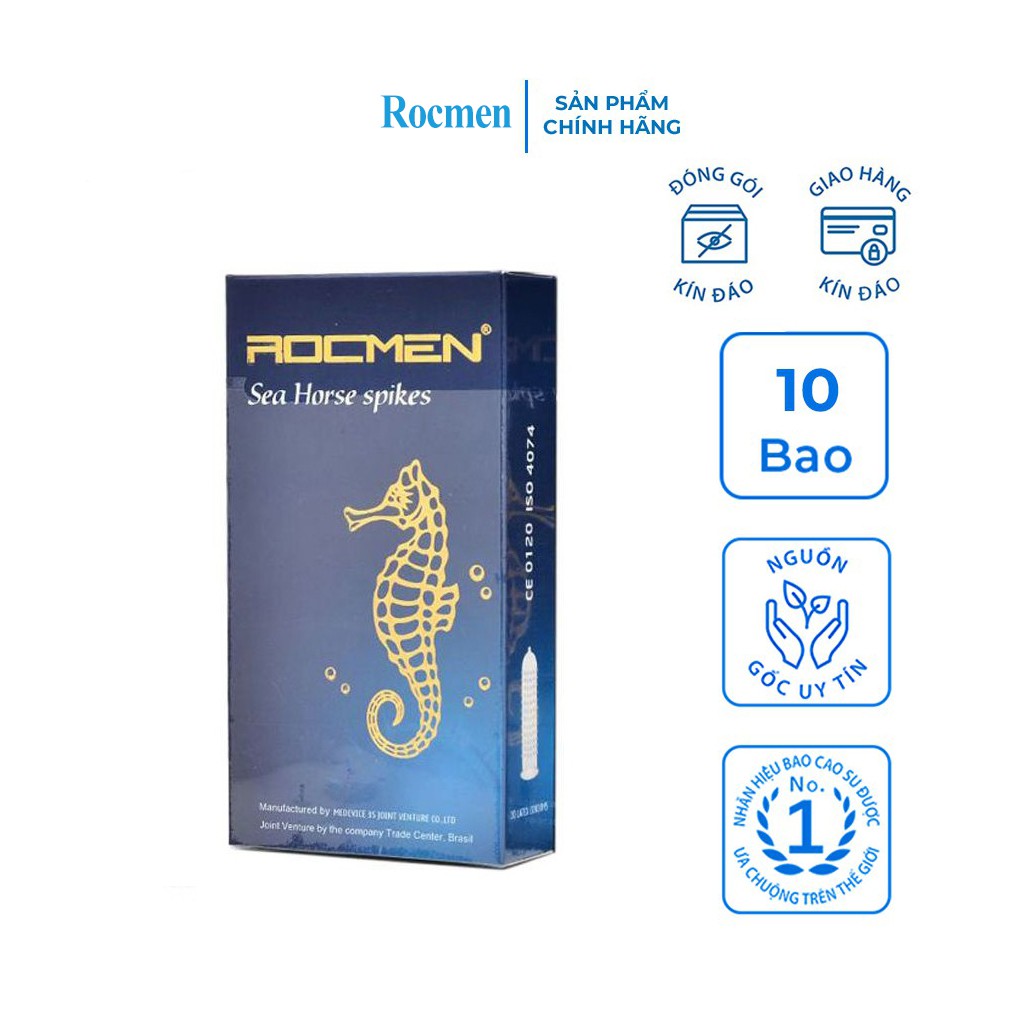 [Dùng Là Mê - 100% An Toàn] Hộp 10c bao cao su Kéo Dài Thời Gian ROCMEN xanh BCSRX001