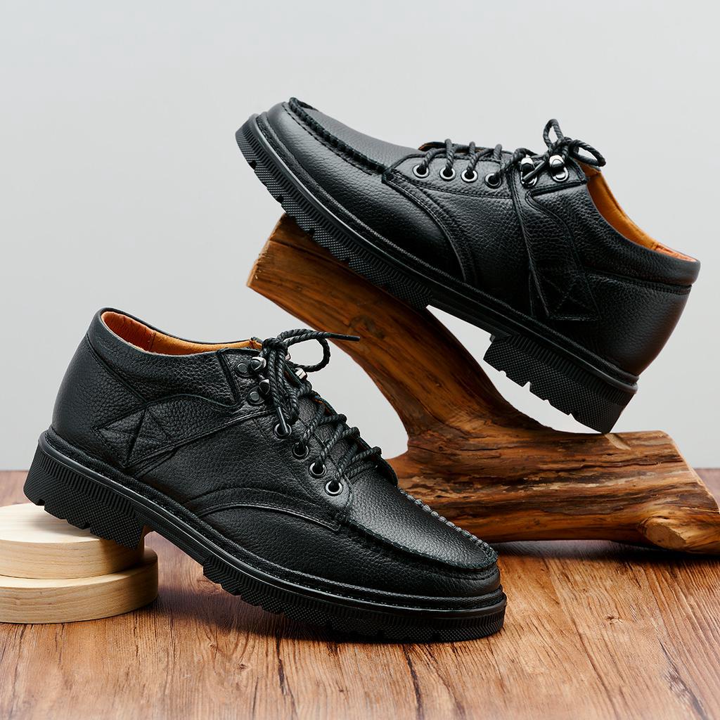 Giày da nam tăng chiều cao bí mật 5cm LEXSHOES giày da bò LS09 cao cấp bảo hành 2 năm