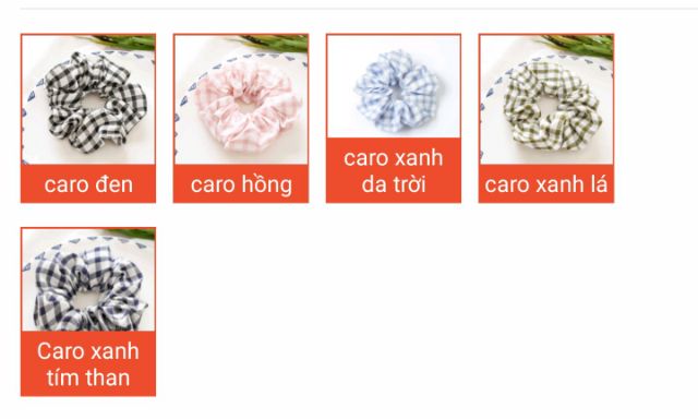 Dây cột tóc vải scrunchies vải caro vintage