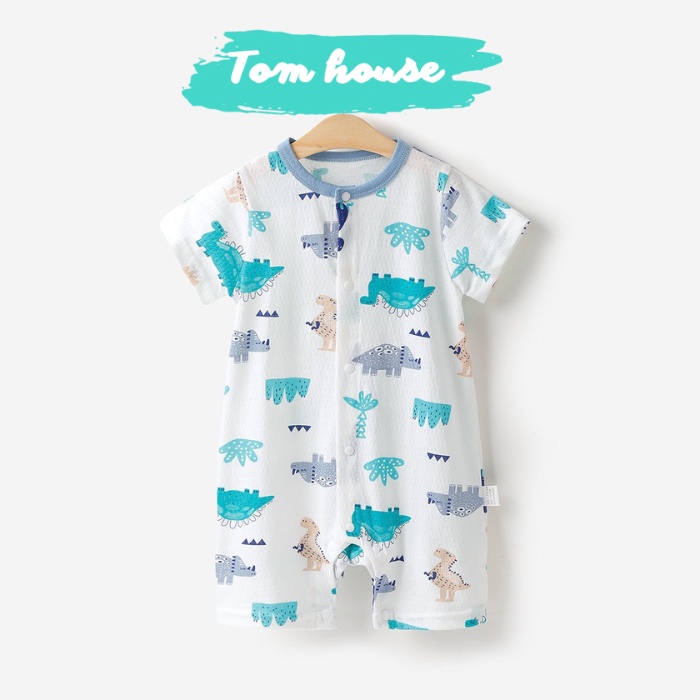 Bộ Liền Thân đùi cộc tay cúc giữa vải thông hơi mỏng mát cho bé trai bé gái sơ sinh mùa hè 𝟑𝟑𝐁𝐃𝐃𝐔