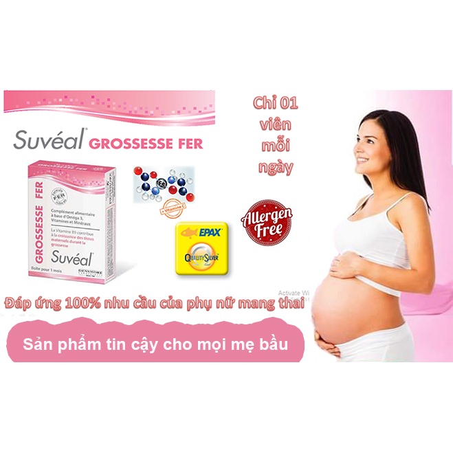 Suveal Grossesse Fer - Viên vitamin tổng hợp cho mẹ bầu và cho con bú