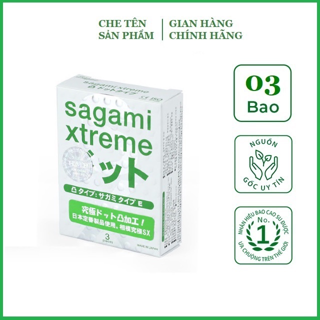 Hộp Bao cao su Gân gai SAGAMI Xtreme White - hộp 3 chiếc - Nhật Bản