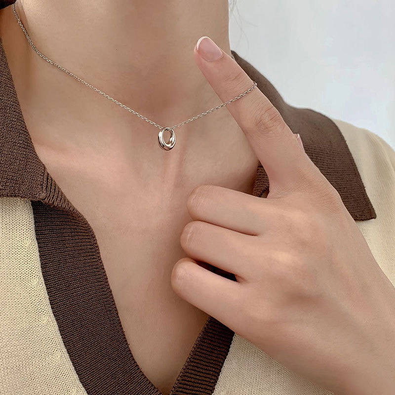 Vòng cổ Mặt Hình Tròn Phong Cách Hàn Quốc Cổ Điển Thời Trang Cho Nữ