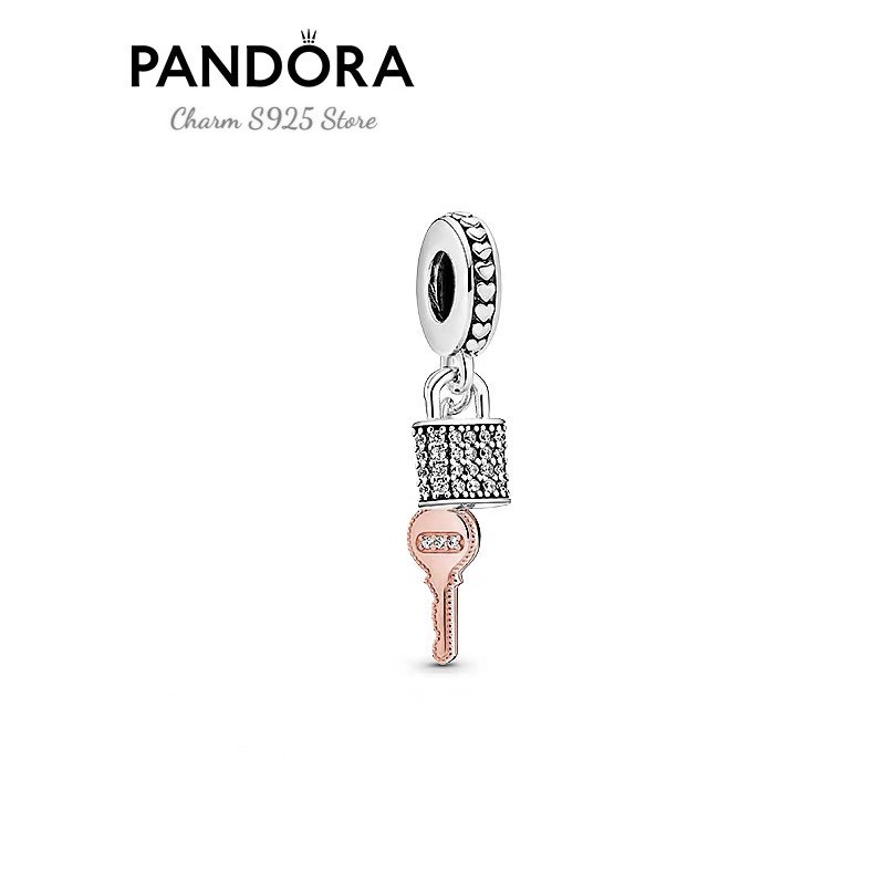 charm pan treo ổ chìa khoá tình yêu bạc s925
