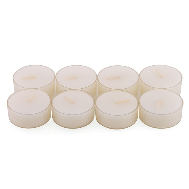 Hộp 8 nến tealight thơm đế nhựa Miss Candle NQM2059 (Vàng nhạt, hương vani)