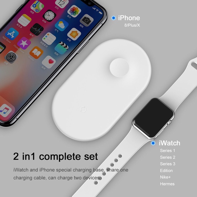 Đế sạc nhanh không dây 2 trong 1 Baseus Dual Smart Wireless Charging Pillow dùng cho Smartphone và Apple Watch (10W, Wir