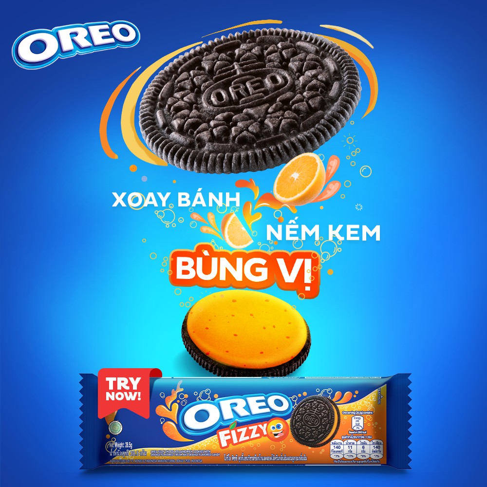 Combo 3 Thanh Bánh Quy OREO Bùng Vị Cam 3x123,5g