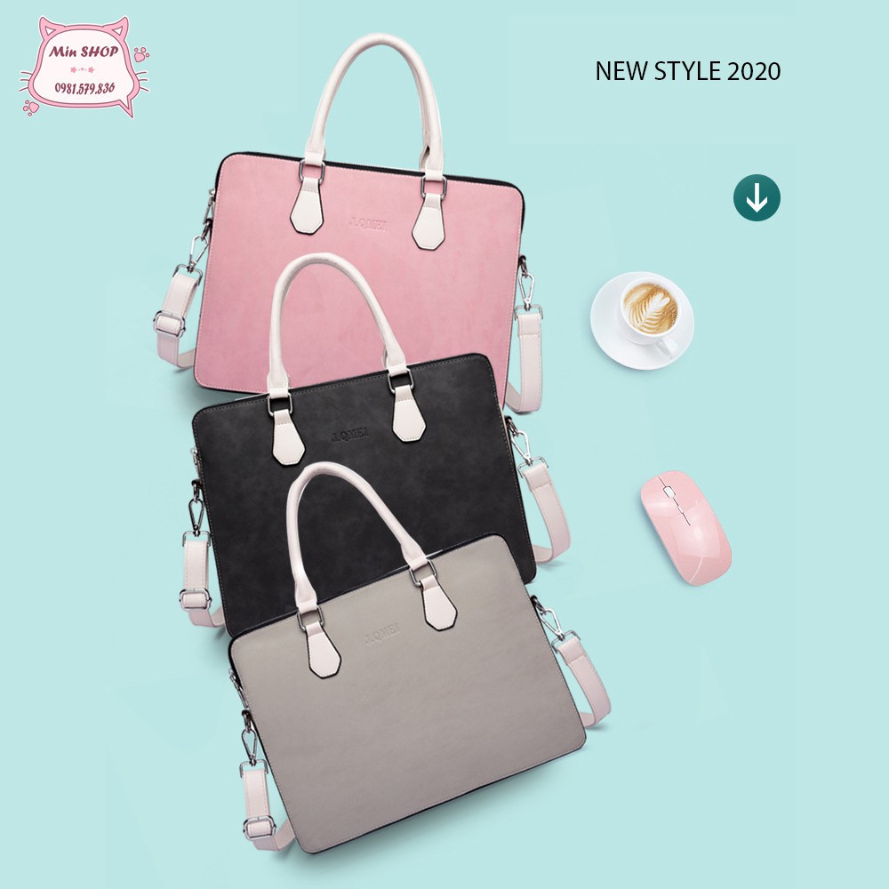 túi máy tính xách tay cho nữ [Freeship] Túi công sở nữ da PU cao cấp chống sốc laptop, chống sốc macbook có dây đeo chéo | BigBuy360 - bigbuy360.vn
