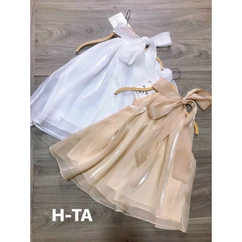 Áo cổ yếm cột nơ chất tơ cục hot