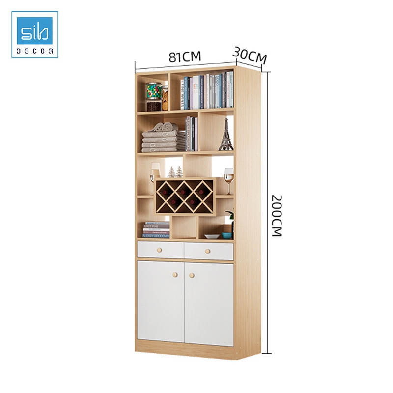 Tủ Gỗ Đơn Giản SIB Decor Đa Năng Làm Vách Ngăn Phòng Khách Kết Hợp Kệ Giày, Kệ Để Vang