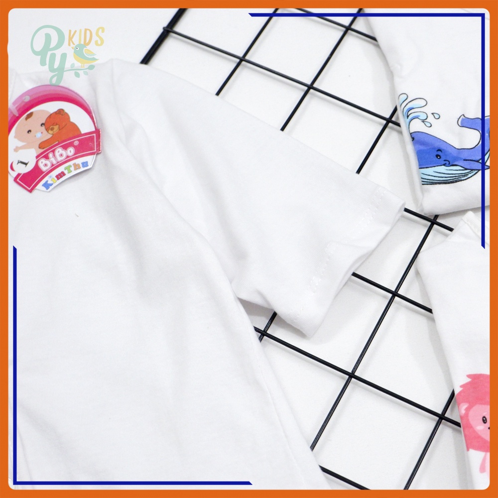 Áo cổ tim hình in sơ sinh Bibo tay ngắn- tay dài cotton 100% cho bé từ 3-8 kg