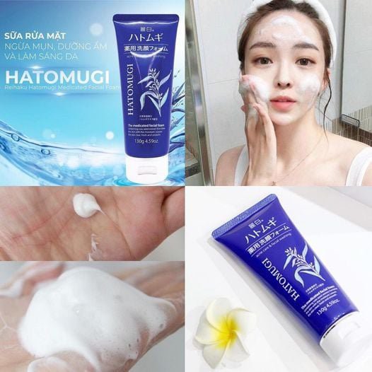 Sữa Rửa Mặt Hatomugi Cho Da Mụn Nhạy Cảm The Medicated Facial Foam - Tuýp 130g