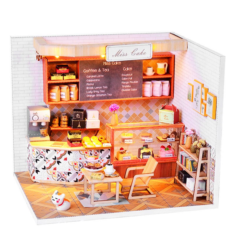 Đồ chơi, đồ chơi lắp ráp gỗ 3D mô hình DIY HOUSE tiệm bánh ngọt Miss Cake
