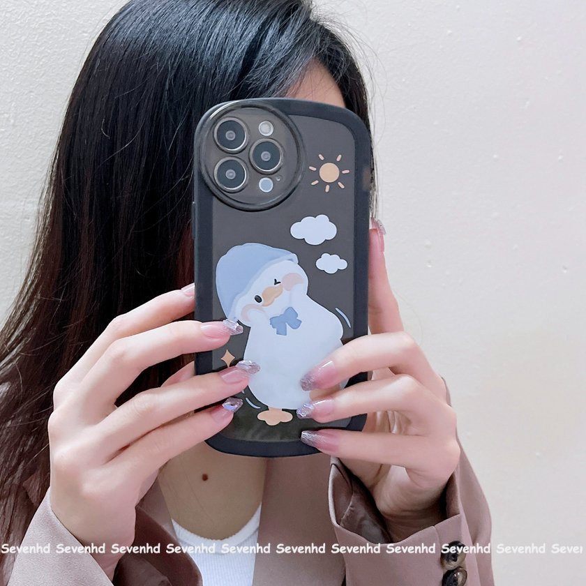 Ốp Điện Thoại Mềm Trong Suốt Họa Tiết Chú Vịt Mắt To Hoạt Hình Cho iPhone 14 13 12 11 Pro Max X XR Xs Max 8 7 Plus SE 2020