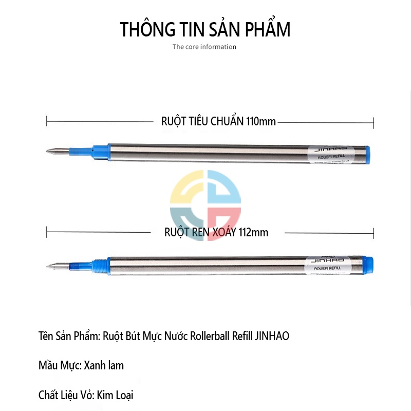 Ruột Bút RollerBall Refill Thương Hiệu JinHao Vỏ Hợp Kim - Dùng Được Cho Bút Ký Montblanc - Mực Xanh