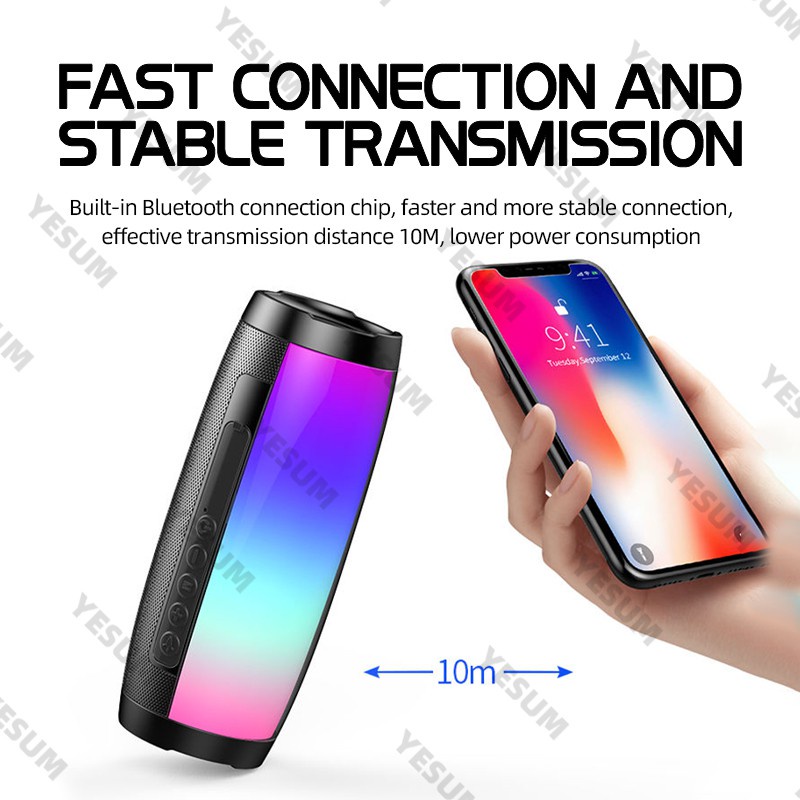 Loa Bluetooth Không Dây Mini Phát Sáng 1200mah Hỗ Trợ Thẻ Tf