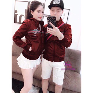 Áo khoác dù đỏ GUCCI ngoặc cao cấp.