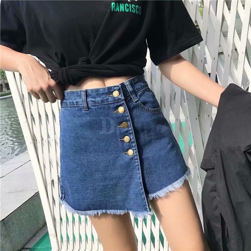 Quần Short Denim Lưng Cao Dáng Rộng Thời Trang Mùa Hè Phong Cách Hàn Quốc Cho Nữ