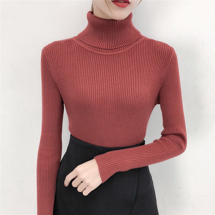 Áo Len Nữ Tăm Cổ Lọ Lông Cừu Hàng Quảng Châu Cao Cấp