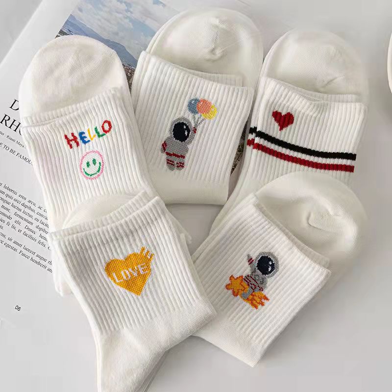 Tất cổ cao nữ họa tiết dễ thương, tất vớ nữ chất liệu vải Hàn thoáng khí - DHT Shop